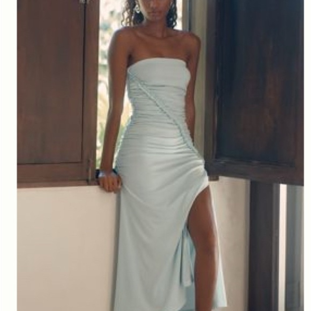 The Gabbie Strapless Ruched Teal tube Dress 3X by celadine NWT